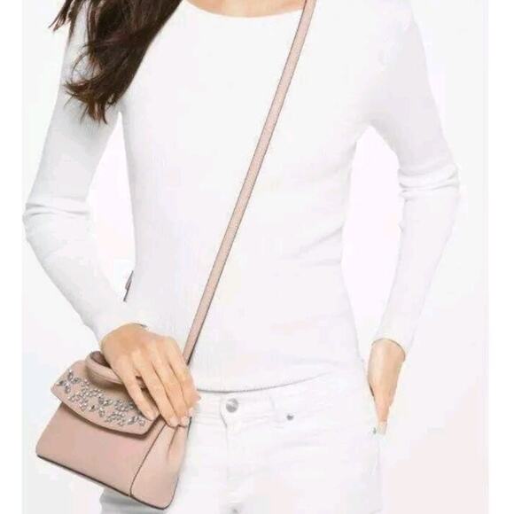 Michael Michael Kors Ava Extra-Small Crystal-embellished Leather Crossbody Pink - Picture 8 of 8